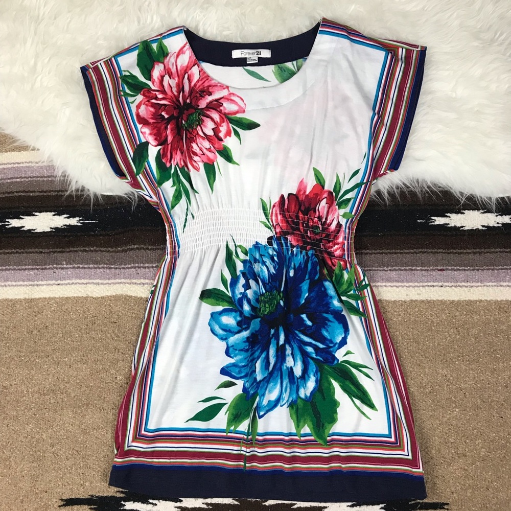 Forever 21 White Floral Soft Casual Dress Size SP